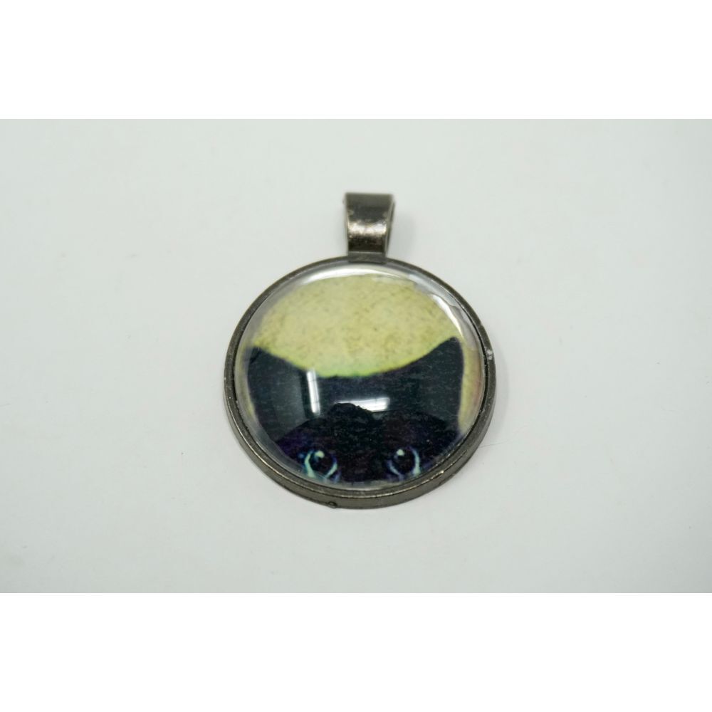 Vintage 90s Original Black Cat Peeking Pendant